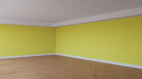 Corner of the Yellow Interior with a White Ceiling and Cornice Stock Illustration