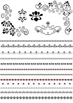 Corners and borders with floral patterns Stock Illustration