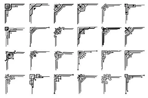 Corners and frame borders, floral embellishments Illustrazione stock