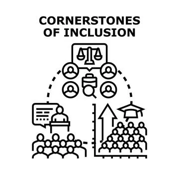 Cornerstones of inclusion promoting diverse workforce equity and success Stock Illustration