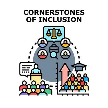 Cornerstones of inclusion promoting diverse workforce equity and success Stock Illustration