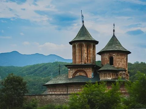 Cornet Monastery, Romania – Front View of Orthodox Church – 27 June 2025 Stock Photos