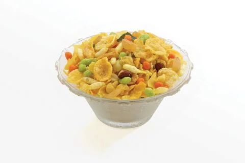 Cornflake Chivda or Corn Chiwda, nimco, loaded with peanuts and Cashew. Serve Stock Photos