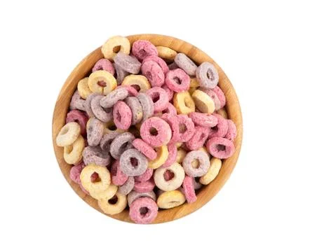 Cornflake chocolate or cornflake nature in the bowl wood is a healthy breakfa Stock Photos