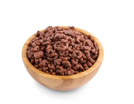Cornflake chocolate or cornflake nature in the bowl wood is a healthy breakfa Foto stock