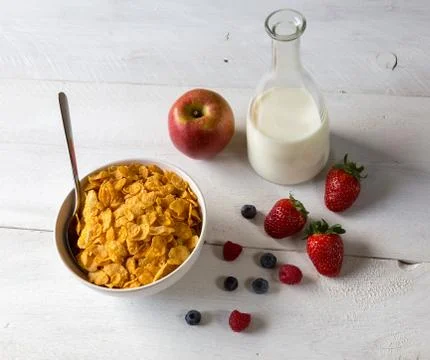 Cornflakes in a bowl Stock Photos