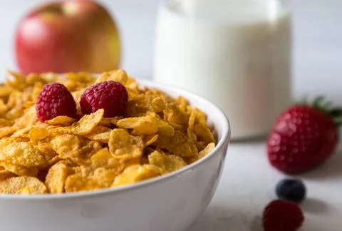 Cornflakes in a bowl Stock Photos