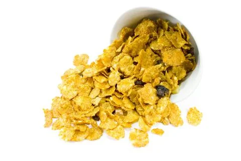 Cornflakes from bowl Stock Photos