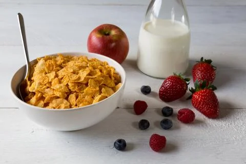 Cornflakes in a bowl Stock Photos