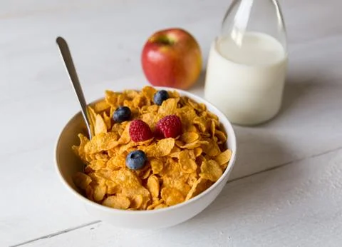 Cornflakes in a bowl Stock Photos