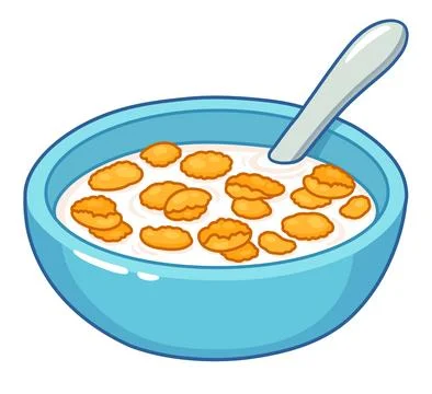 Cornflakes breakfast bowl drawing Stock Illustration