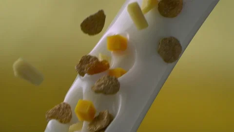 CornFlakes with Fruits mix with a stream Stock Footage 81797781