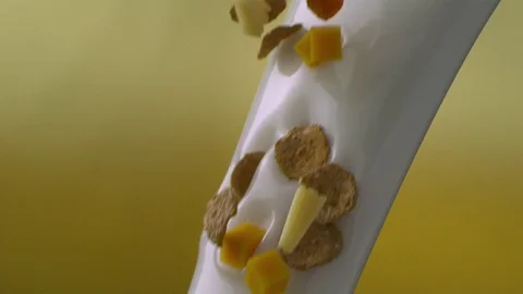  CornFlakes with Fruits mix with a stream Stock Footage 81797930
