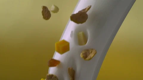  CornFlakes with Fruits mix with a stream Stock Footage 81797984