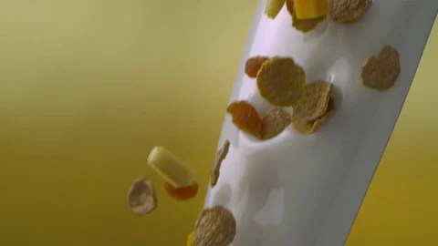  CornFlakes with Fruits mix with a stream Stock Footage 81798125