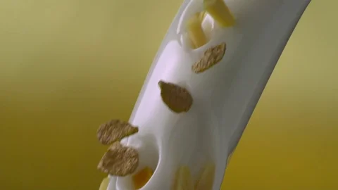 CornFlakes with Fruits mix with a stream Stock-Footage 81799268