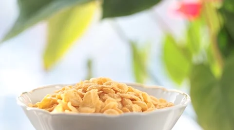 Cornflakes with milk Stock Footage 1080305