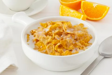 Cornflakes with milk Stock Photos