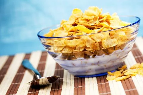 Cornflakes with milk Stock Photos