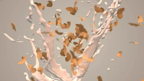 Cornflakes with Milk Splash animation Stockillustratie