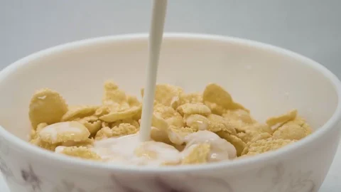 Cornflakes, quick breakfast, milk Stock Footage 102112145