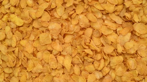Cornflakes rotating, close up, top view Stock Footage 142377982
