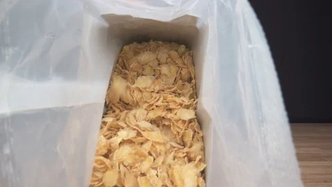 Cornflakes slider macro closeup Stock Footage 124015342