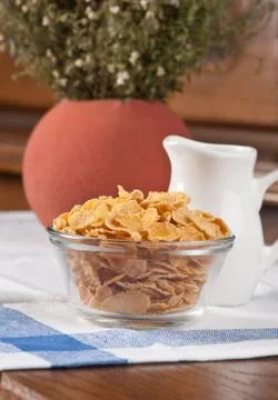Cornflakes on the table Foto stock