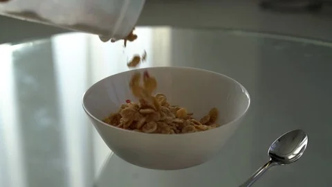Cornflakes in white dish 스톡 동영상 85302505