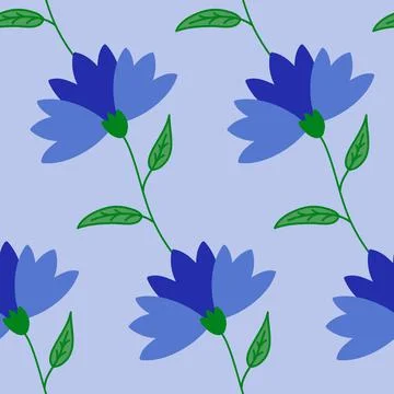 Cornflower blue flower seamless pattern. Design for fabric, textile, wrapping Stock Illustration
