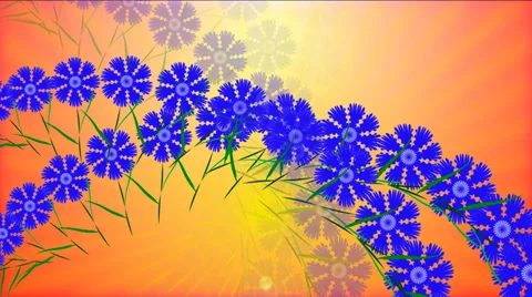 Cornflower-blue glade. Animation. Loop able File. 스톡 동영상 37727686