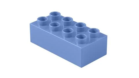Cornflower Blue Plastic Lego Block Isolated on a White Background. Stock Illustration