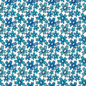 Cornflower seamless pattern. Floral background. Modern flowers pattern with b Stock Illustration