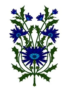 Cornflower. Texture symmetrical floral pattern. vector clipart Stock Illustration