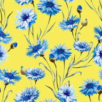 Cornflower watercolor pattern Stock Illustration