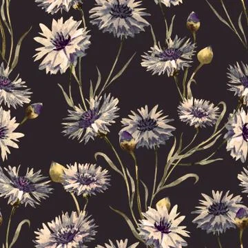 Cornflower watercolor pattern Stock Illustration