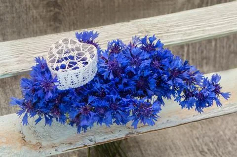 Cornflowers with the heart. Stock Photos