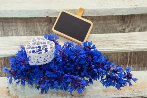 Cornflowers with the heart. Stock Photos