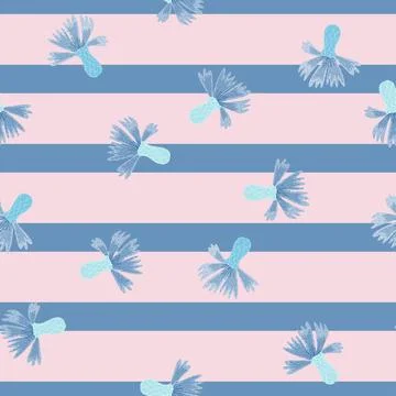 Cornflowers pattern seamless in freehand style. Spring flowers on colorful ba Illustrazione stock