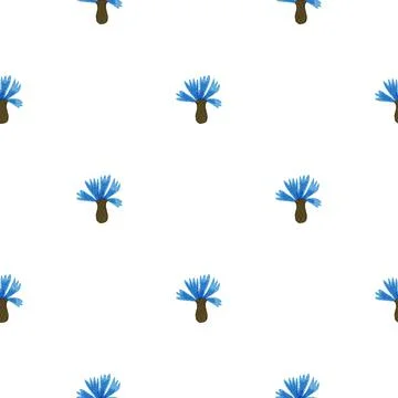 Cornflowers pattern seamless in freehand style. Spring flowers on colorful ba Illustrazione stock