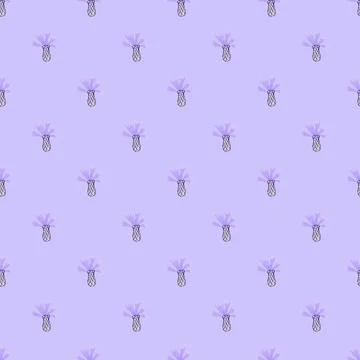 Cornflowers pattern seamless in freehand style. Spring flowers on colorful ba Illustrazione stock