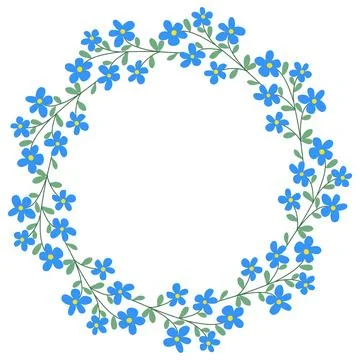 Cornflowers spring wreath with copy space Illustrazione stock