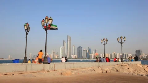 Corniche in Abu Dhabi, UAE Stock Footage 70424172