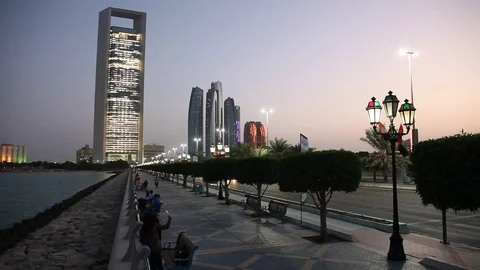 Corniche in Abu Dhabi, UAE Stock Footage 70534099