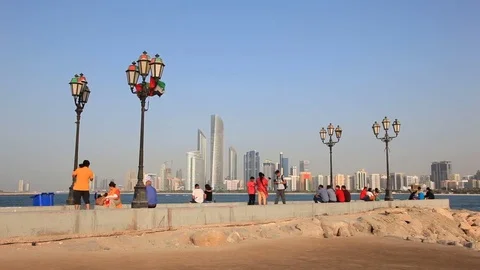Corniche in Abu Dhabi, UAE Stock Footage 74981706