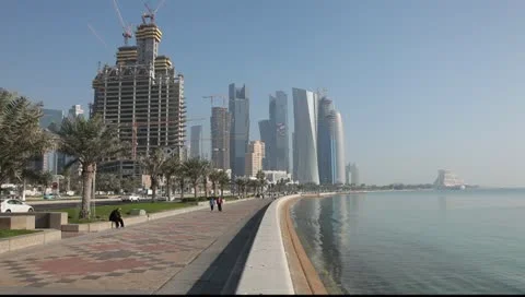 Corniche in Doha, Qatar Stock Footage 10722028