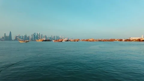 Corniche in Doha, Qatar Stock Footage 327583984