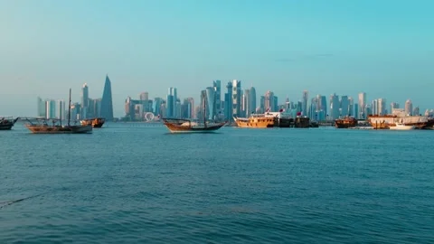 Corniche in Doha, Qatar Video stock 327584112