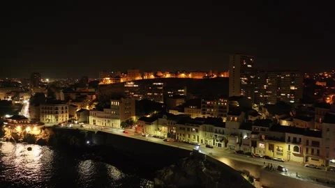 The Corniche in Marseille at night Stock Footage 331929629