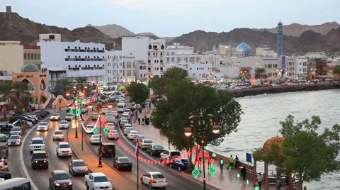 Corniche in Muttrah at dusk, Oman Stock Footage 60835046